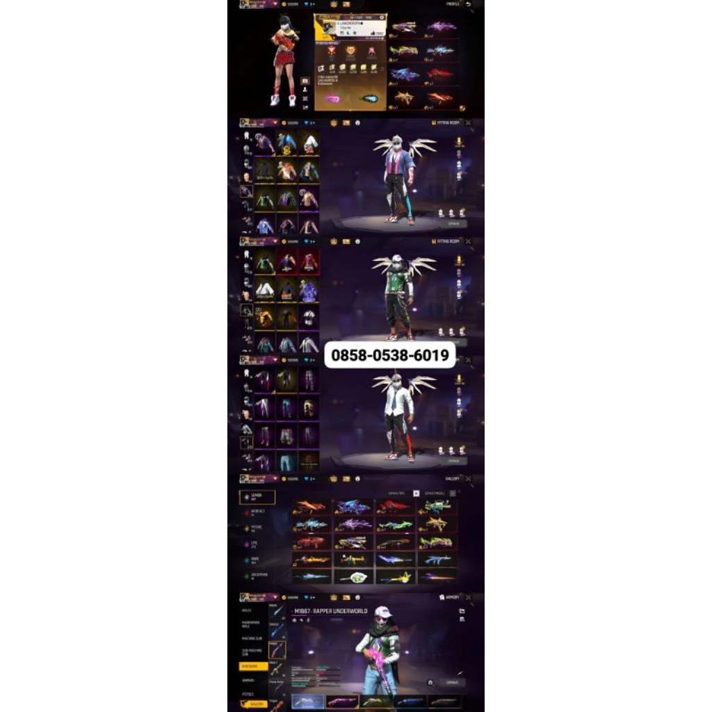 jual akun ff s1 on tas sayap on