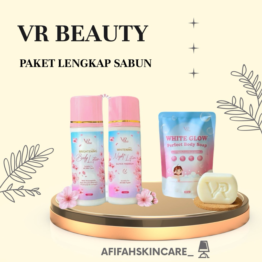 LOTION VR WHITENING PAKET SABUN MENCERAHKAN MERATAKAN WARNA KULIT BADAN [NEW PACKAGING]
