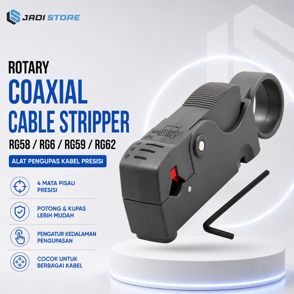 Rotary Coaxial Cable Stripper Cutter RG58 RG6 RG59 RG62 Alat Pengupas Kabel Antena TV Kabel LAN Data