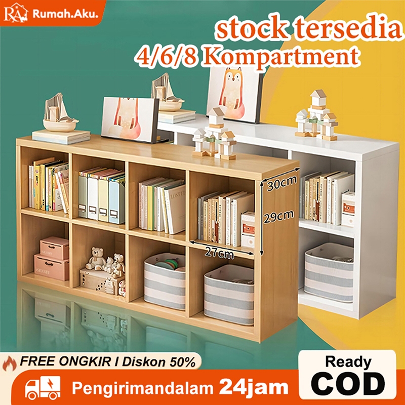 Rak Buku Kayu Minimalis Rak Pajangan Kayu Rak 6/8 Susun Serbaguna Lemari Buku Kayu Lemari Buku Susun
