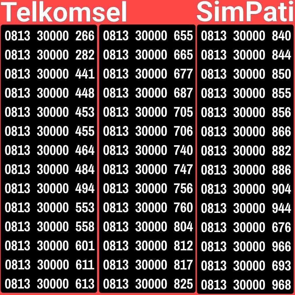 Nomor cantik simpati Nomor cantik telkomsel seri kwarted 0000