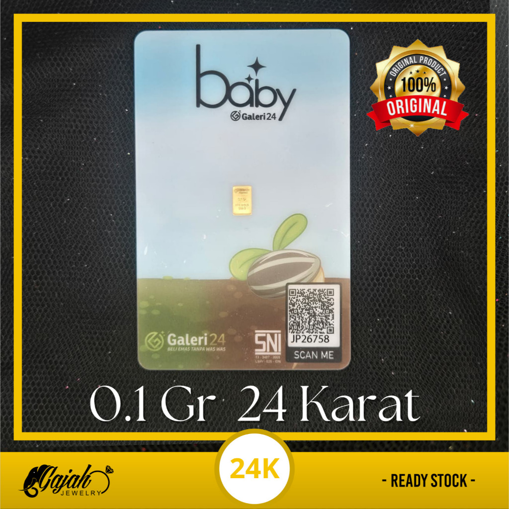 Logam Mulia Asli 100% Bersertifikat PT. Galeri24 Kadar 24 Karat Berat 0.1 Gram