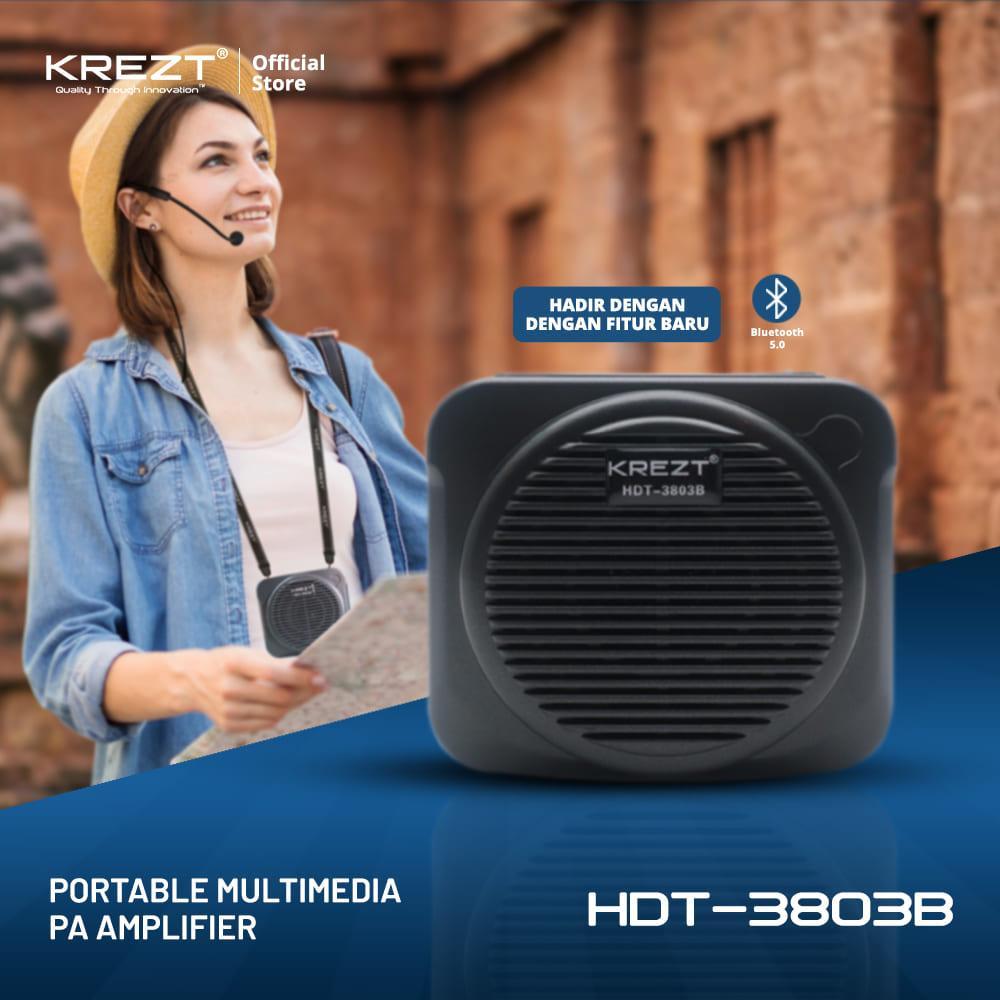 Tour Guide Speaker KREZT HDT-3803B Mic kabel Headset Bando Waistband Speaker Bluetooth