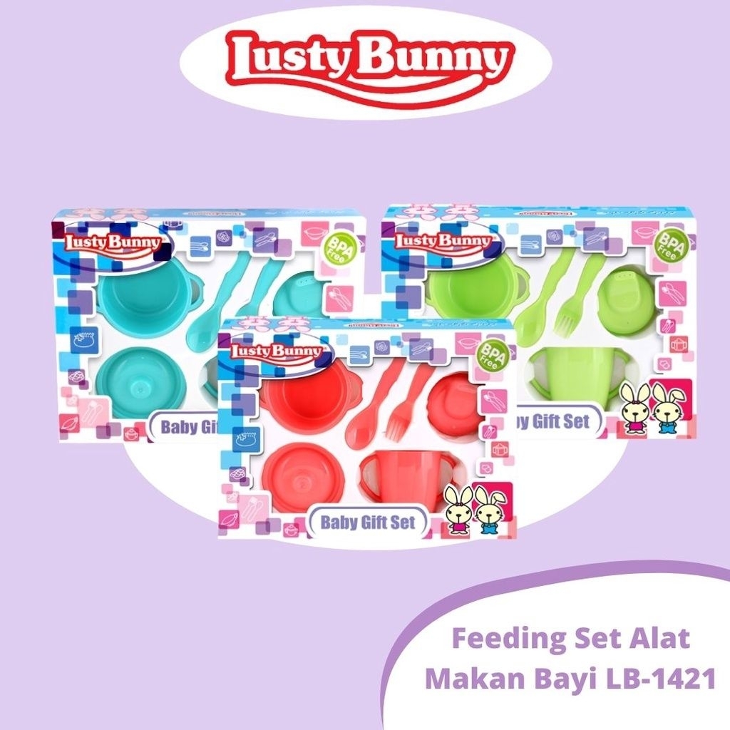 Lusty Bunny Feeding Set Peralatan Makan Bayi medium 5in1, Gift baby lb-1420 | l lb-1421 | lb- 1422 |