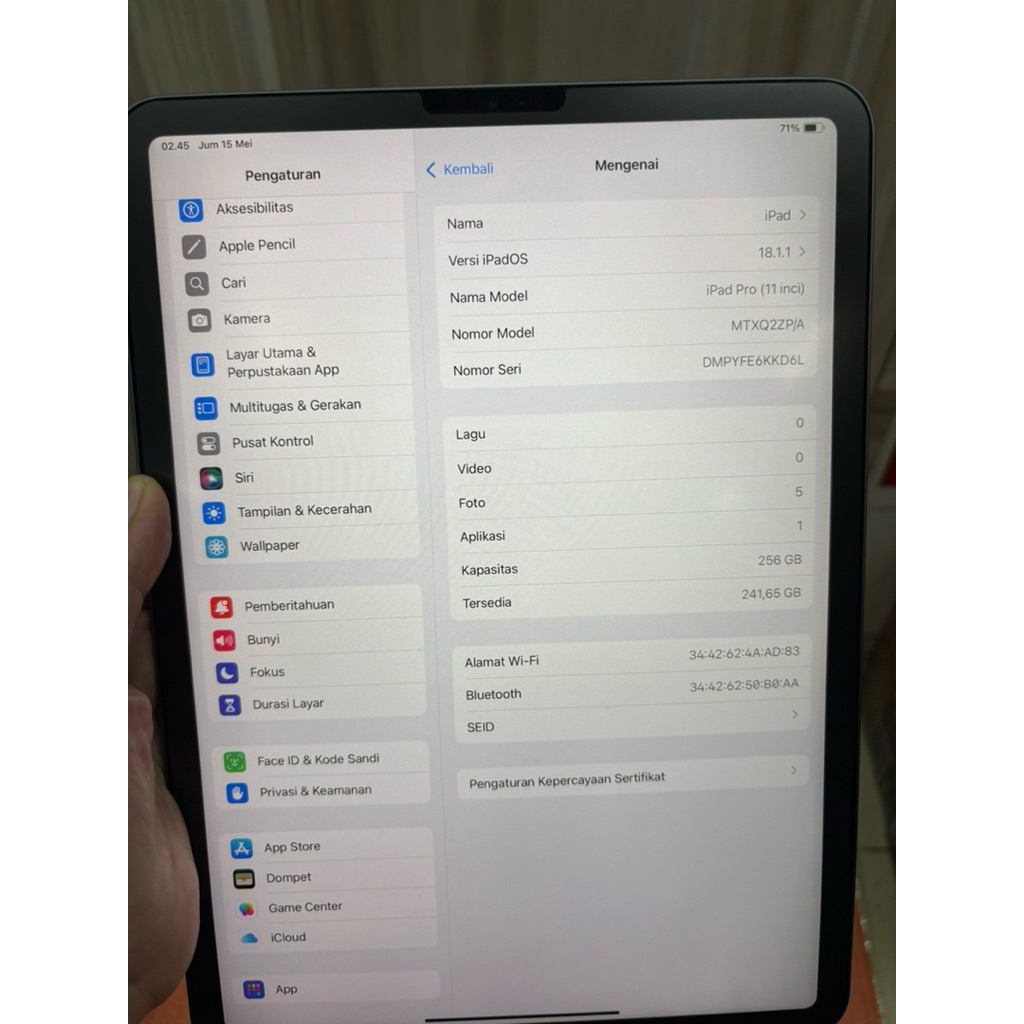Ipad Pro 2018 11" 256GB wifi only ex garansi inter