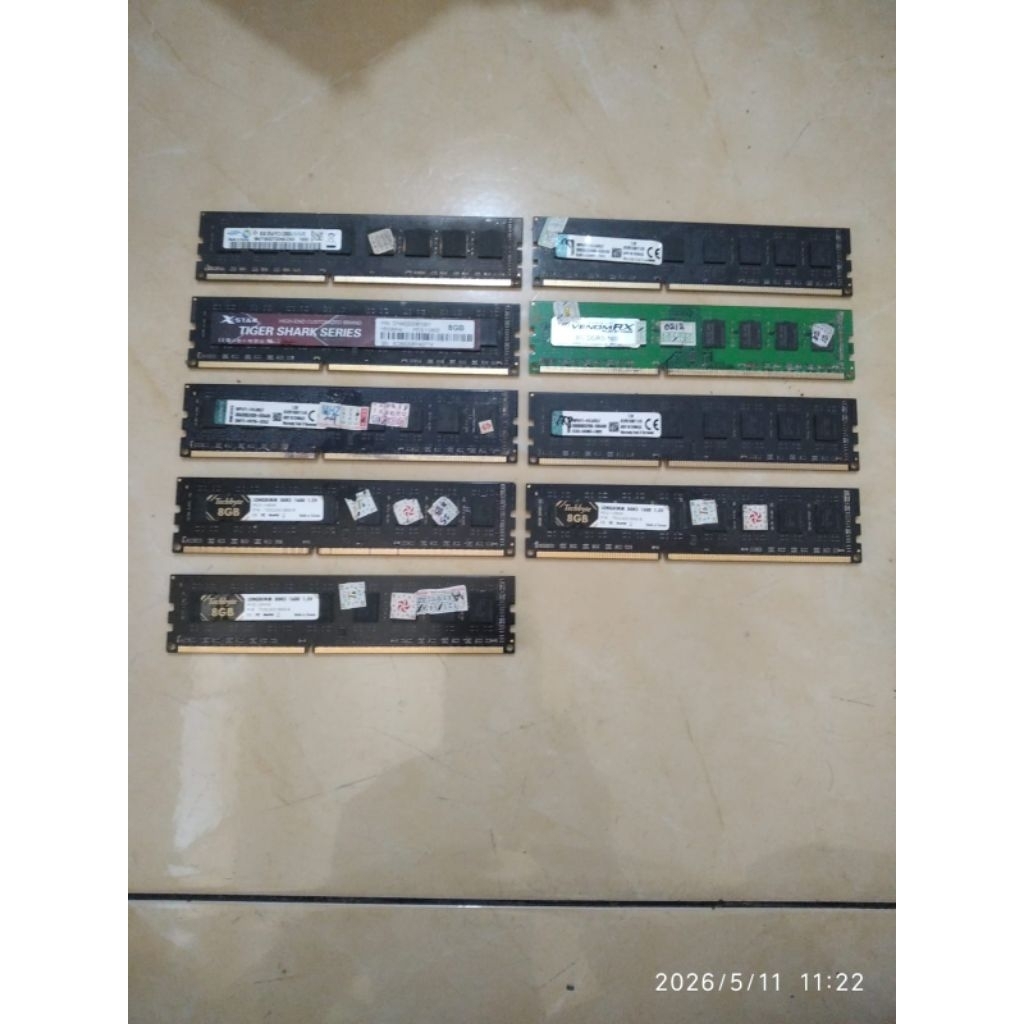 Borongan 9 PCS RAM PC LongDIMM DDR3 8GB PC3-12800 RUSAK