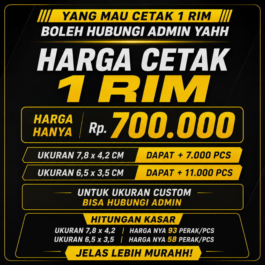 Jasa Cetak Stiker HVS 1 RIM