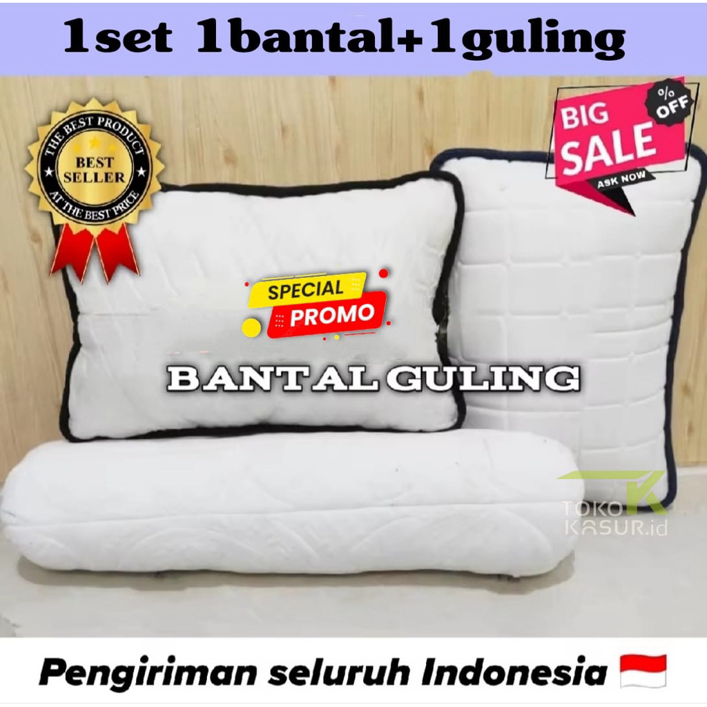 1 set bantal + guling premium mpuk anti kmpes bantal guling dewasa