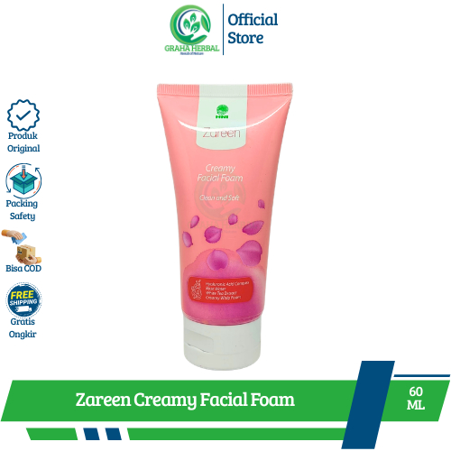 Zareen Creamy Facial Foam - Pembersih Wajah Lembut dengan Hyaluronic Acid 60ml  - Facial Wash Zareen
