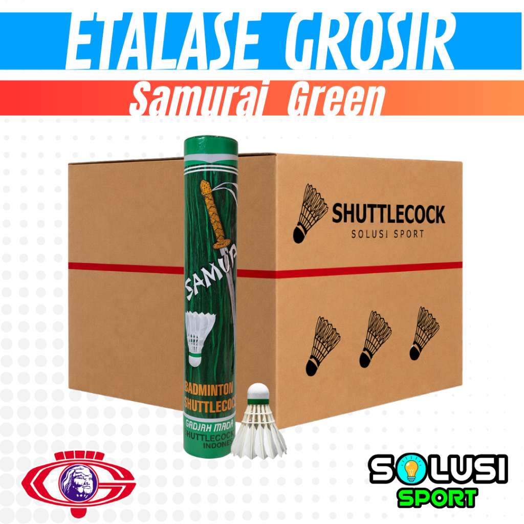 Etalase Grosir Shuttlecock SAMURAI GREEN HIJAU Kok Bulutangkis Badminton Original - isi 12