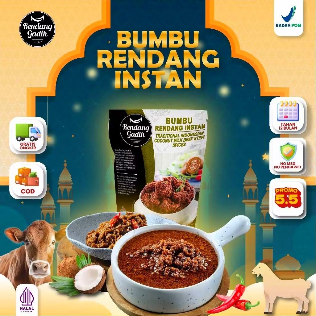 Bumbu Rendang Instan Padang Payakumbuh 250gr | Halal BPOM | Tanpa MSG & Pengawet | Rendang Gadih Min
