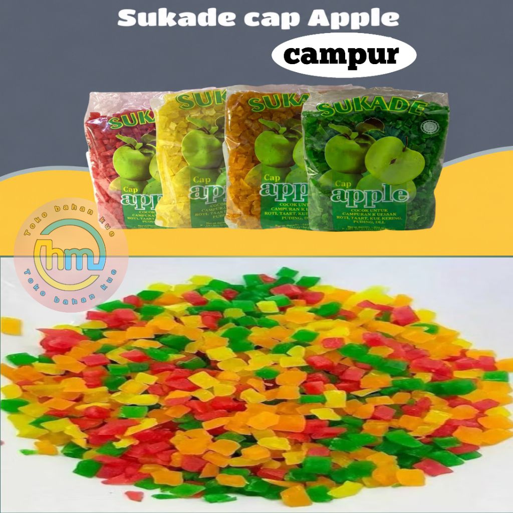 Sukade Cap Apple Aneka Warna | Sukade Buah Premium untuk Bolu, Cake, Roti & Hiasan Kue