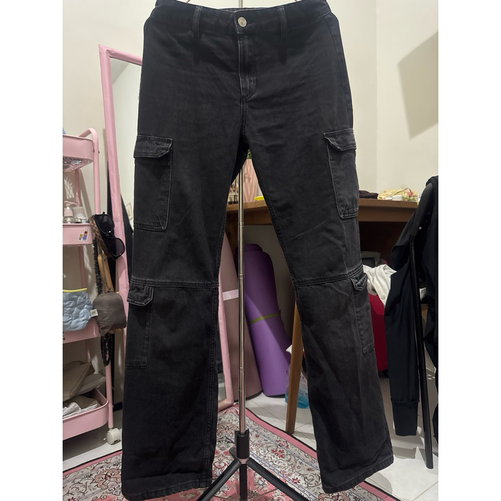 preloved zara cargo denim pants jeans