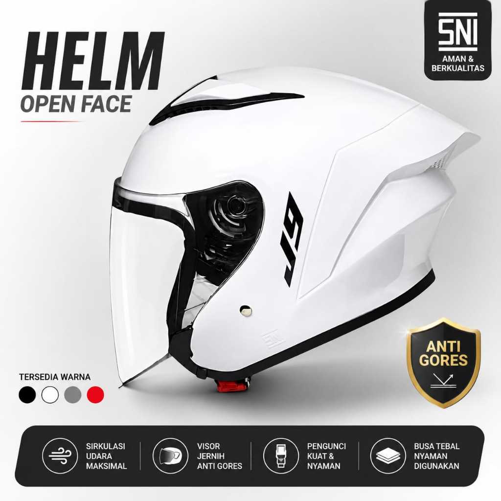 Helm XYZ J5 / J9 Half Face Premium ABS Kaca Bening SNI Pria Wanita Dewasa COD