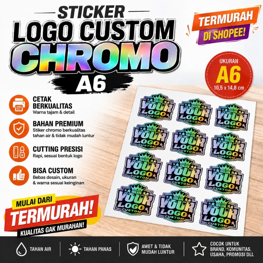 STICKER LOGO CUSTOM CHROMO A6 TERMURAH