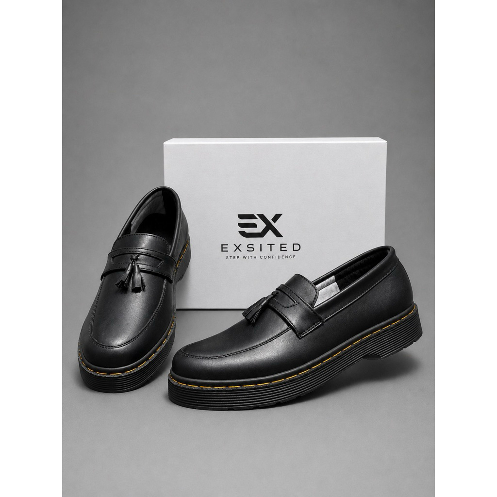 EXSITED Loafers Tassel Pria Premium Black