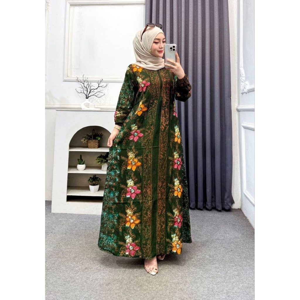 Gamis Batik LD 110 Gamis Wanita Kekinian Murah Busui Model Elegan Nyaman dipakai