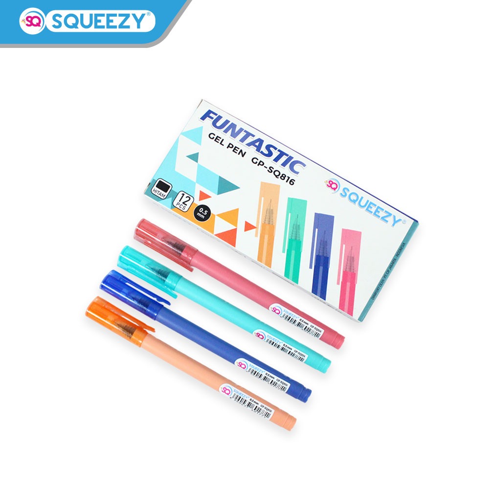 SQUEEZY PENA GELPEN HITAM GP-SQ816 FUNTASTIC (12PCS)