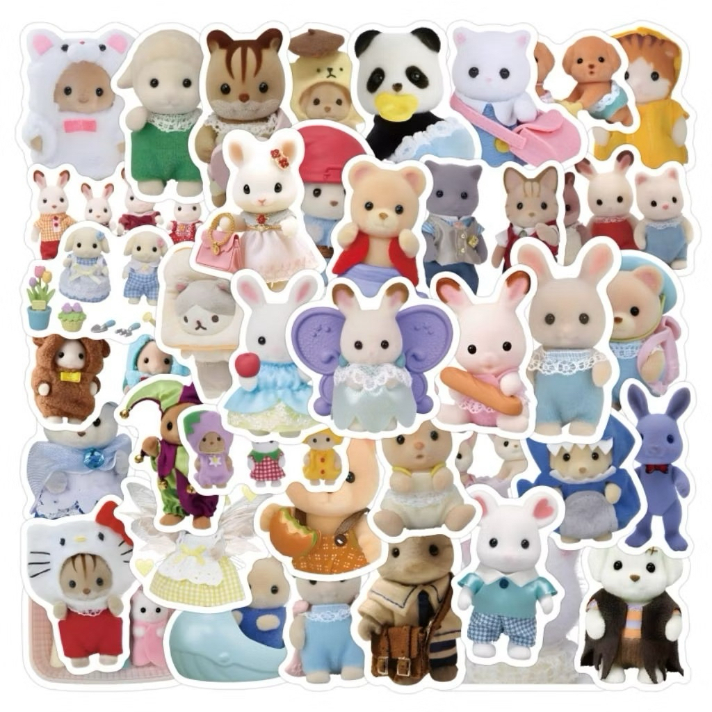 10 pcs Sylvanian Families Sticker Beruang Kelinci Style Bear Cute Kawaii Sticker