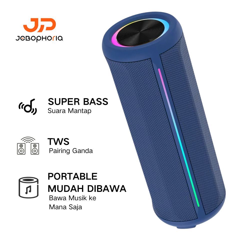 Jebophoria M6 Speaker Bluetooth 5.4 Super Bass 16W Stereo TWS RGB Light Waterproof