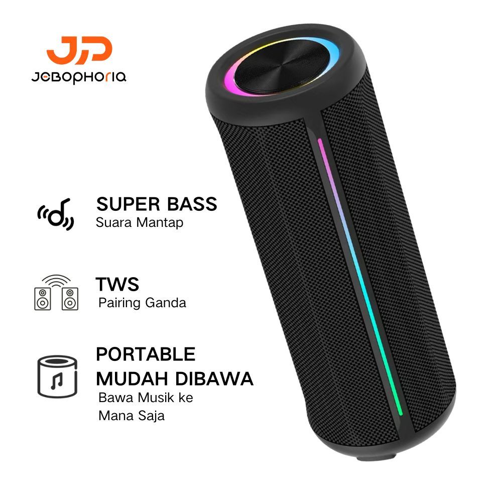 Speaker Bluetooth 5.4 Super Bass 16W Stereo TWS RGB Light Waterproof - Jebophoria M6