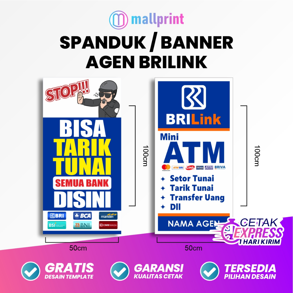 Banner | Spanduk | Umbul-Umbul | Papan Iklan Agen BRI Link Mini ATM
