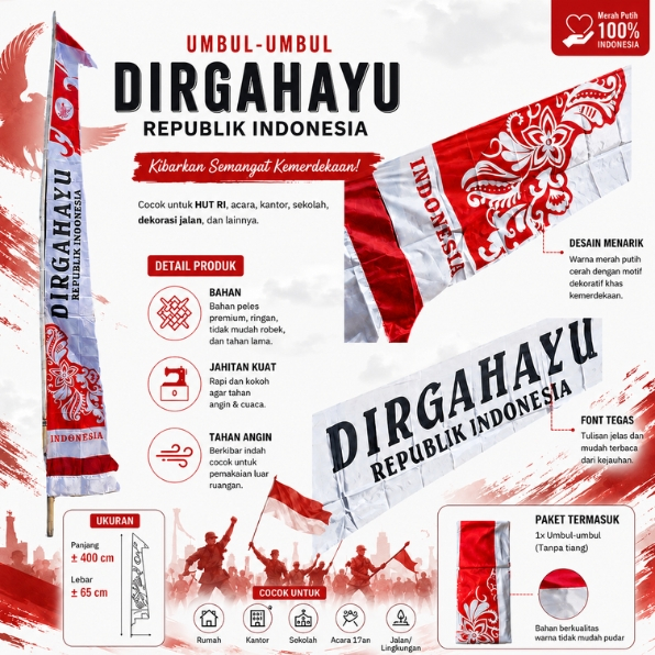 BENDERA UMBUL UMBUL BATIK DIRGAHAYU (4 meter)