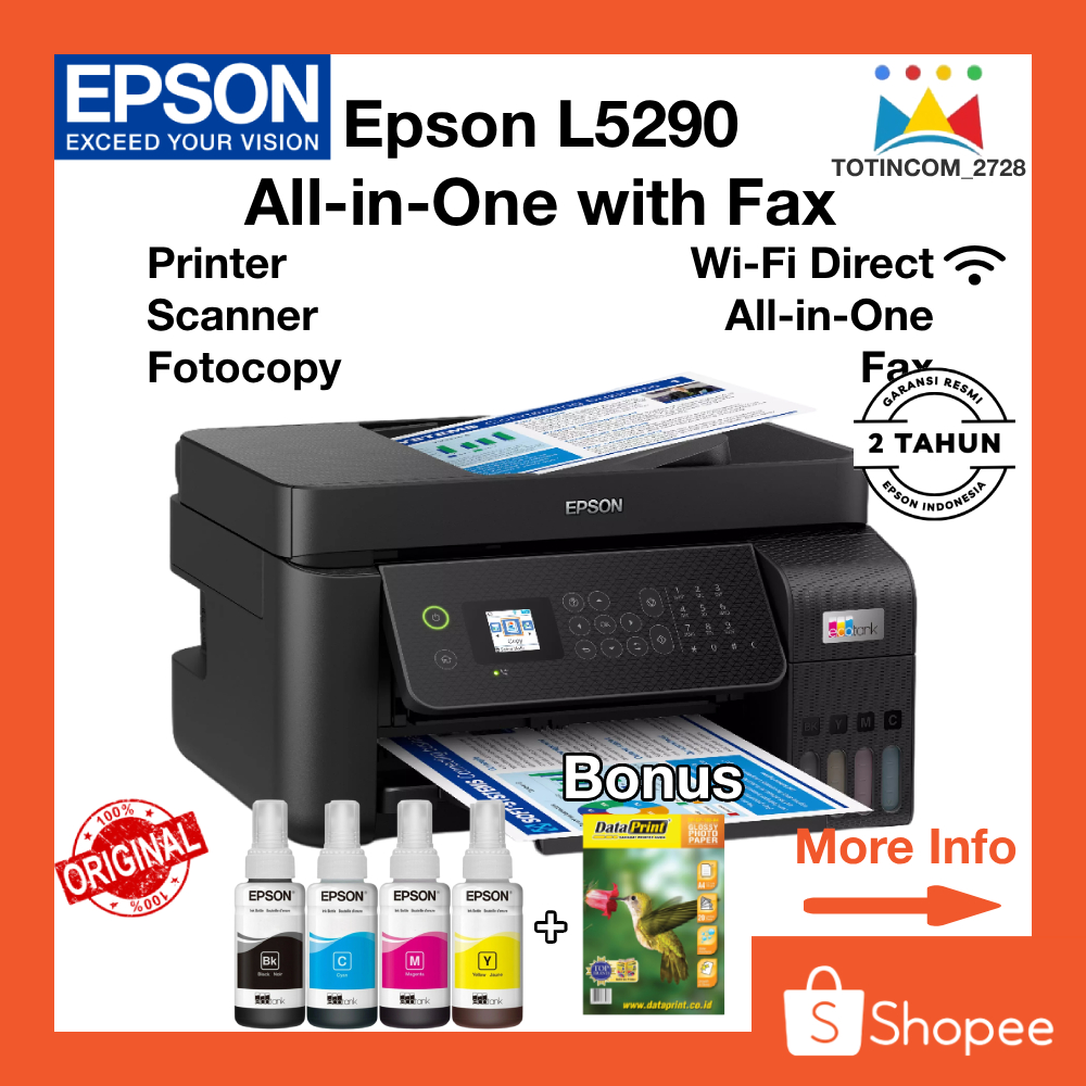 Epson L5290 Printer Multifungsi Print F4 Scan F4 FotoCopy F4 WiFi ADF
