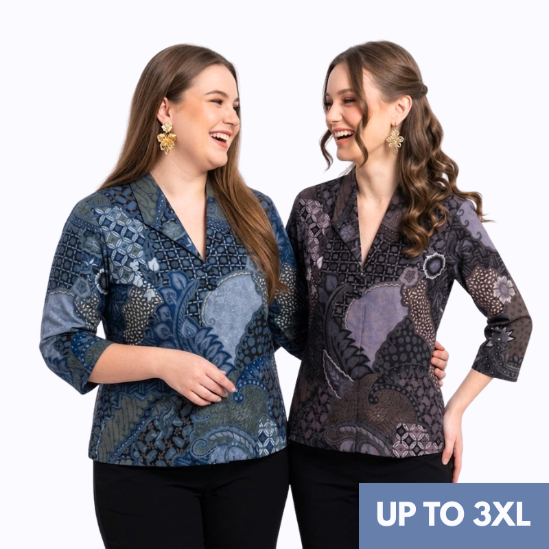 Blazer Batik Wanita - Atasan Batik - Bhatara Batik Vienna - Blazer Batik Modern Lengan Panjang