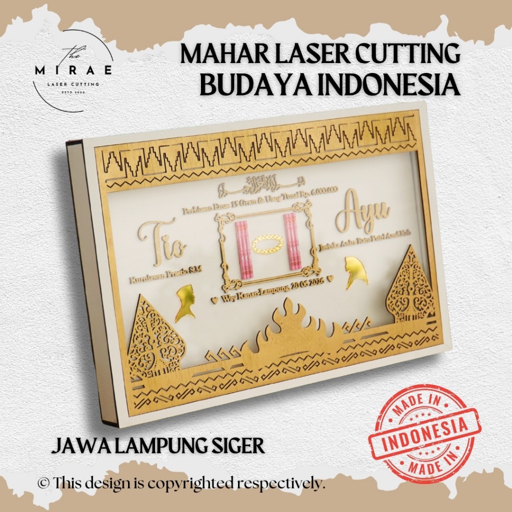 Mahar Nikah Lampung Mix Budaya Lain Bingkai Pernikahan Mahar Laser Mahar Nikah Landscape 30x45cm