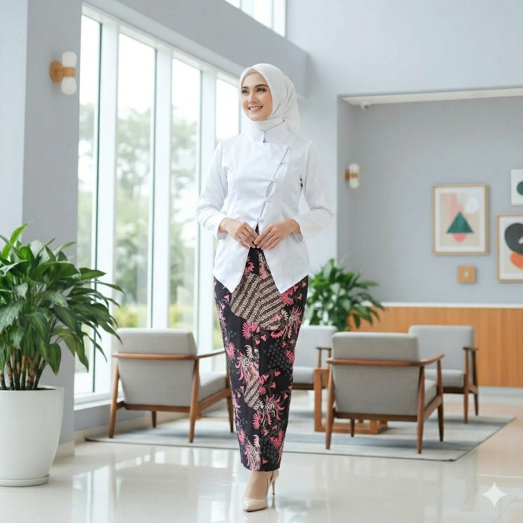 Setelan Kebaya Janggan Dewasa Modern Rok Batik Span Bahan Satin Premium Baju Kondangan Pernikahan La