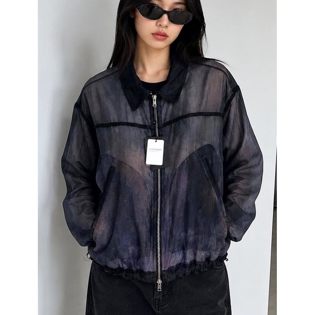 Hare Japan tranparent patterned bomber jacket