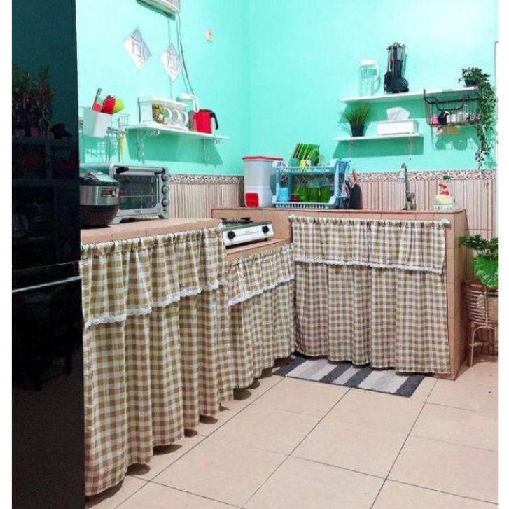 tirai/gordeng meja kompor/ kolong dapur/jendela dengan renda