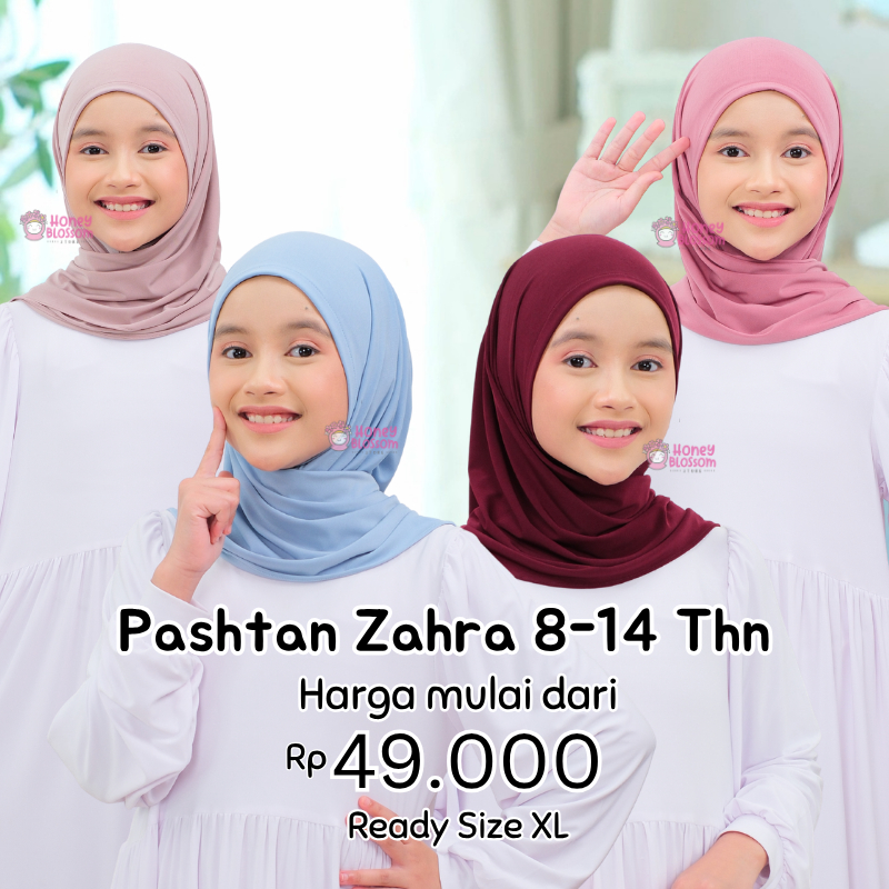 HoneyBlossom - Jilbab Segi Empat 8-14 Tahun SD-SMP Pashmina Instan Anak Zahra Non Pad Jersey Import 