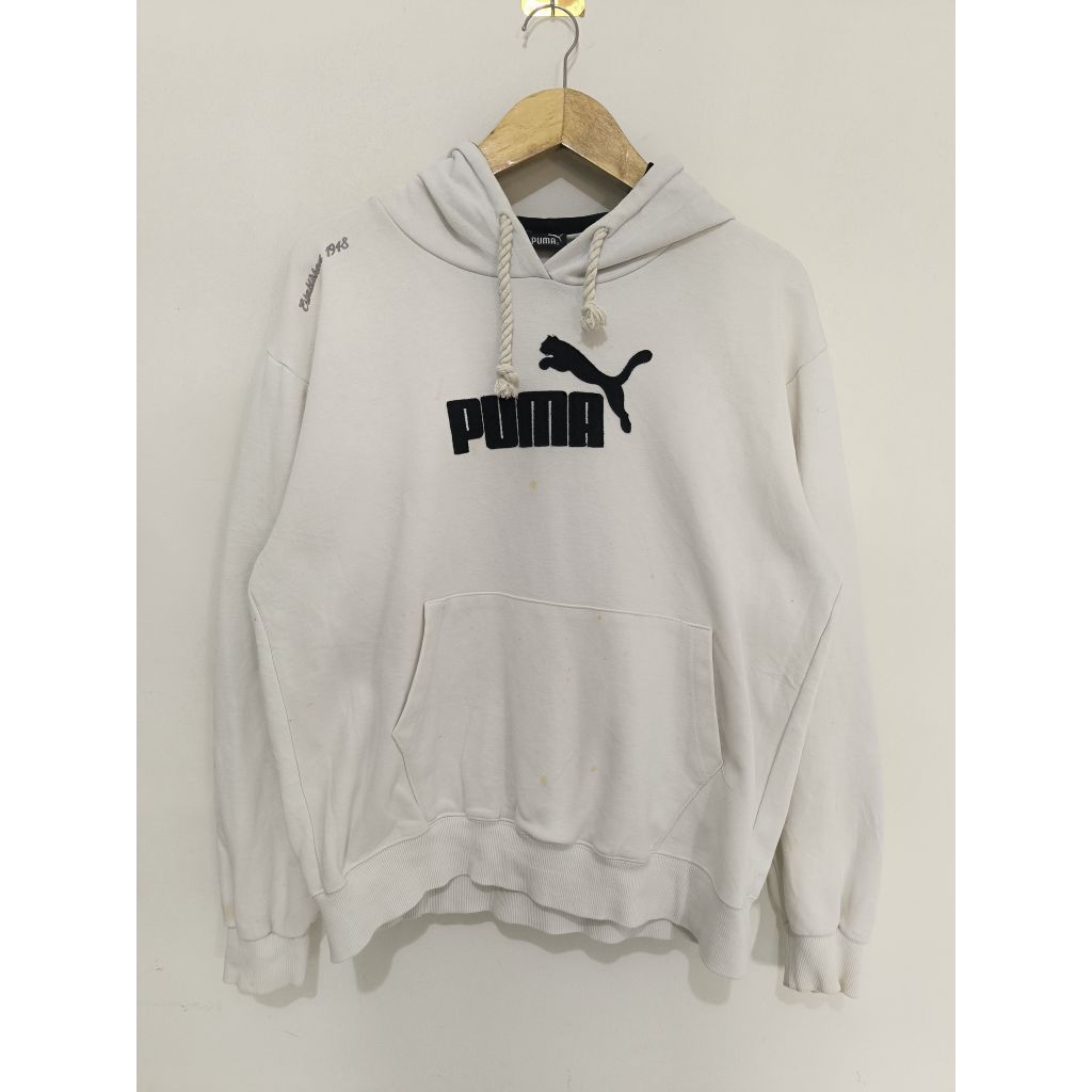 Hoodie Jacket Puma White Big Logo size L Boxyfit