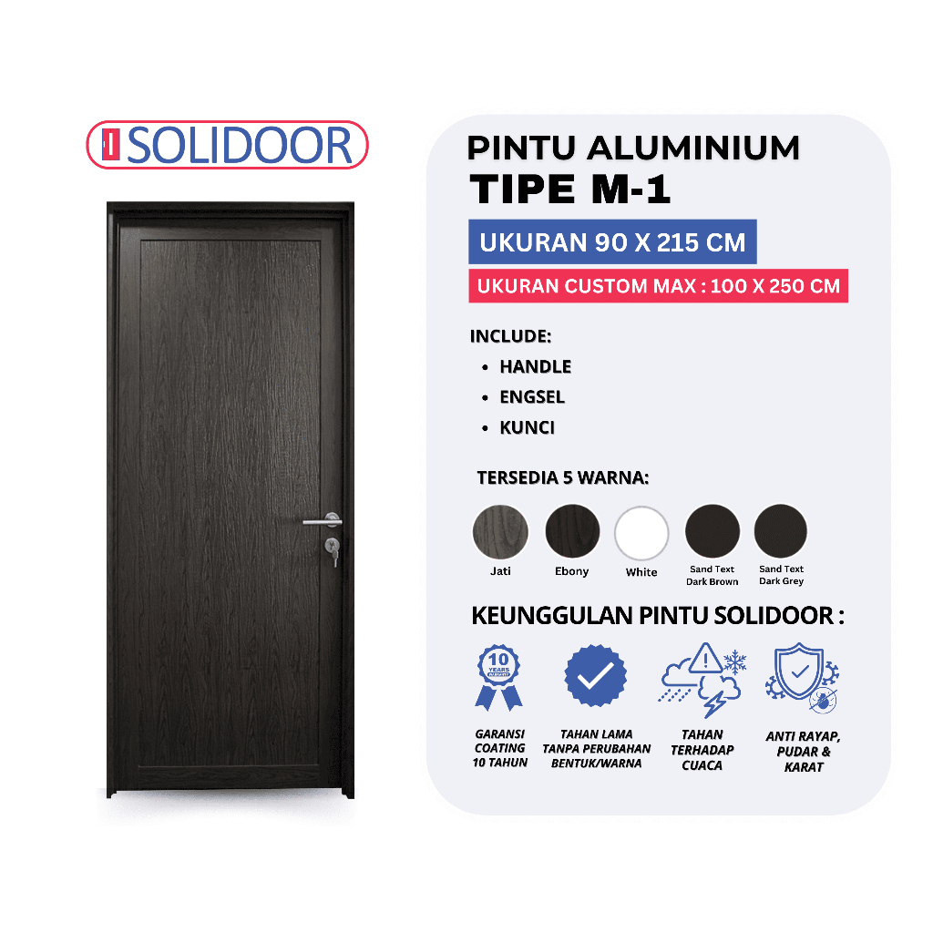 Pintu Aluminium Solidoor M-1 Custom Max 100x250