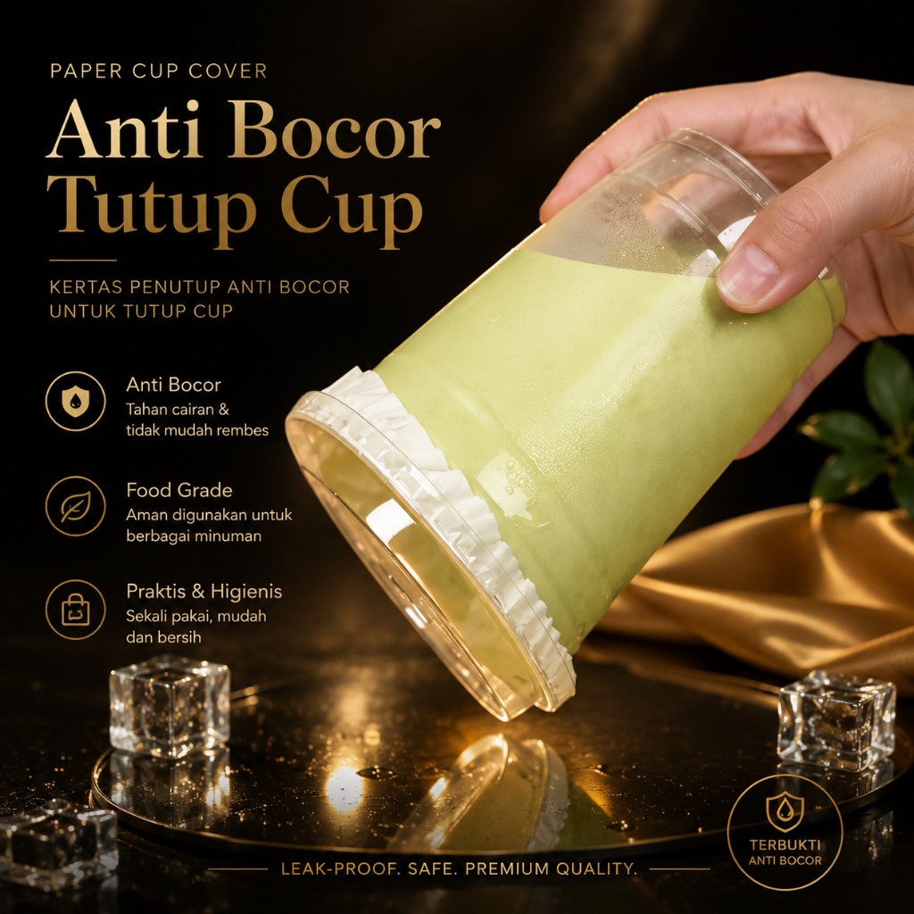 Premium Leakproof paper Lid Kertas Cup Anti Bocor Tumpah Tutup Gelas Take Away kopi/ Paper Lid Seale