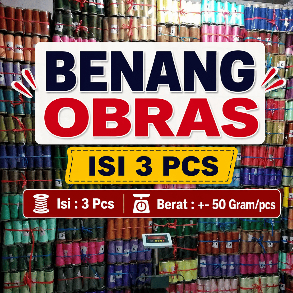 Benang Obras Polyester Isi 3 Pcs Warna Lengkap | Benang Obras Kuat Halus Untuk Obras Jahit Konveksi