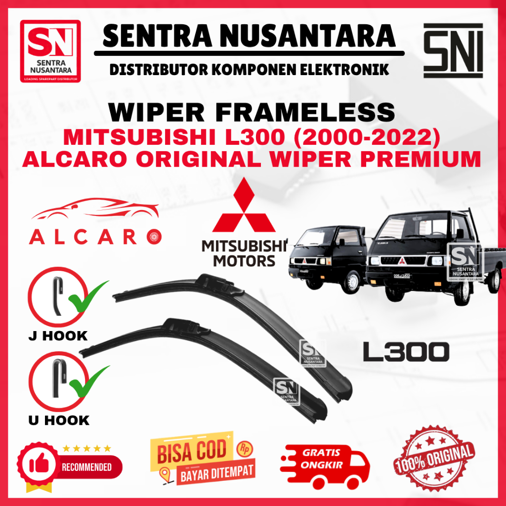 Wiper Mobil MITSUBISHI L300 (2000-2022) Merk ALCARO ORIGINAL | Wiper Kaca Mobil Pickup MITSUBISHI L3