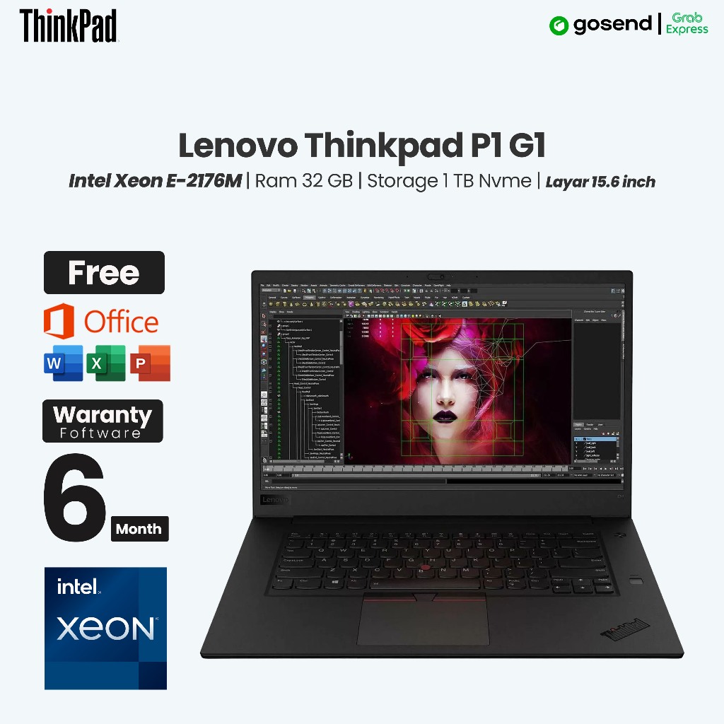 Laptop WorkStation Lenovo Thinkpad P1 G1 Intel Xeon E-2176M Ram 32 GB SSD 1 TB  GPU Nvidia Quadro P2