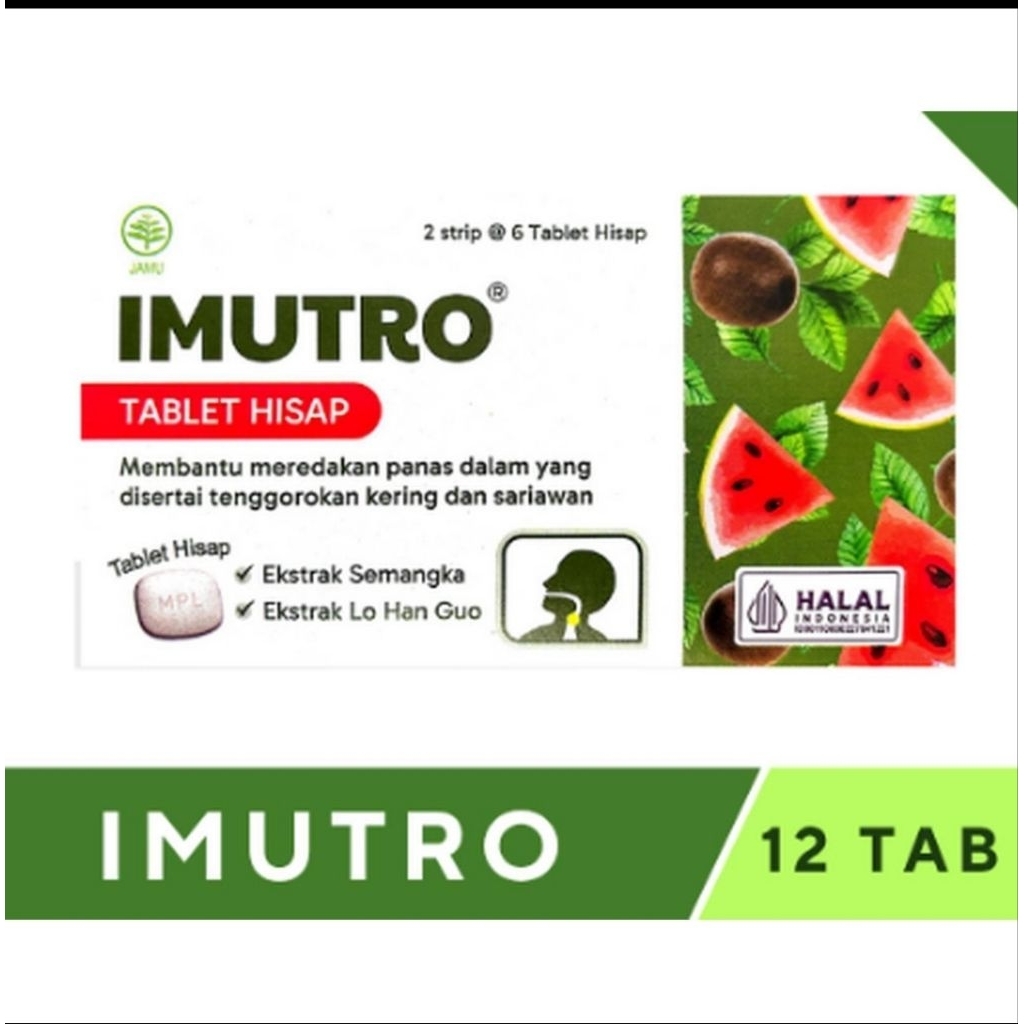 IMUTRO Permen Hisap Sakit Tenggorokan/Panas Dalam/Sariawan/Ekstrak Semangka & Lo Han Kuo