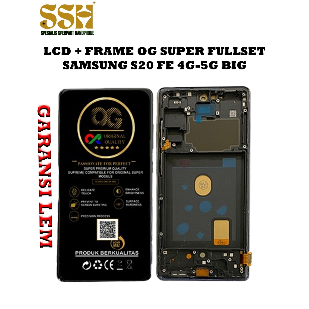 LCD TOUCHSCREEN + FRAME SAMSUNG S20 FE 4G-5G BIG FULLSET OG SUPER