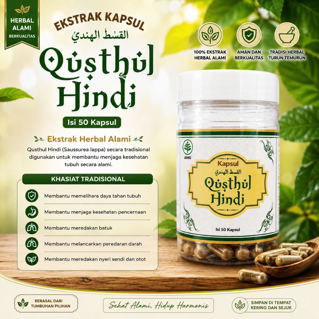 KAPSUL SERBUK QUSTHUL HINDI ASLI MADINAH  HERBAL THIBBUN NABAWI ATASI PENYAKIT PARU Qusthul hindi
