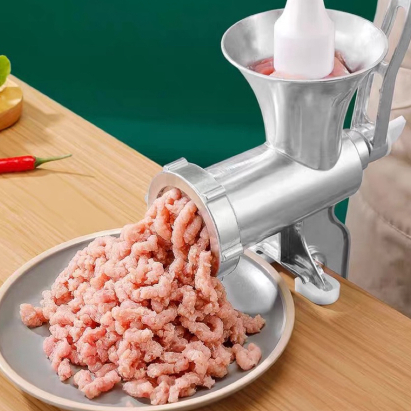 Mesin Giling Daging Manual Stainless / Alat Giling Bakso Ayam Sapi Jepit Meja