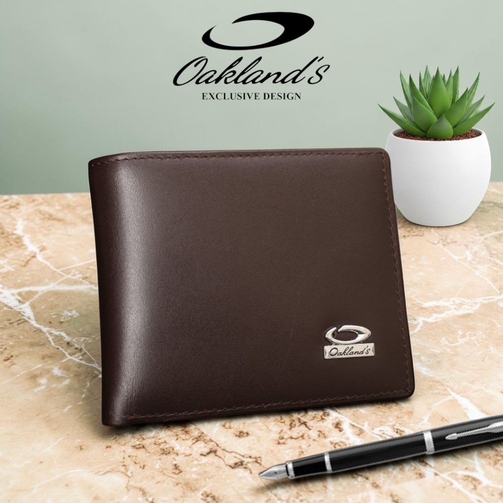 OAKLAND'S Dompet Kulit Pria Lipat Dua Bahan Kulit Sapi Asli Banyak Slot Kartu Free Box FU 01CBA