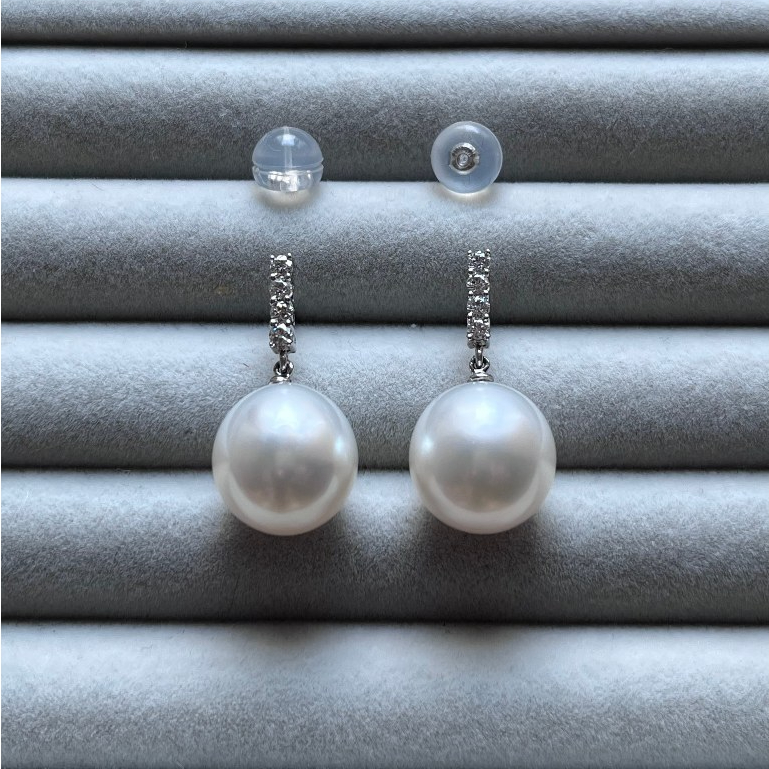 Anting / giwang berlian emas putih mutiara air laut 022