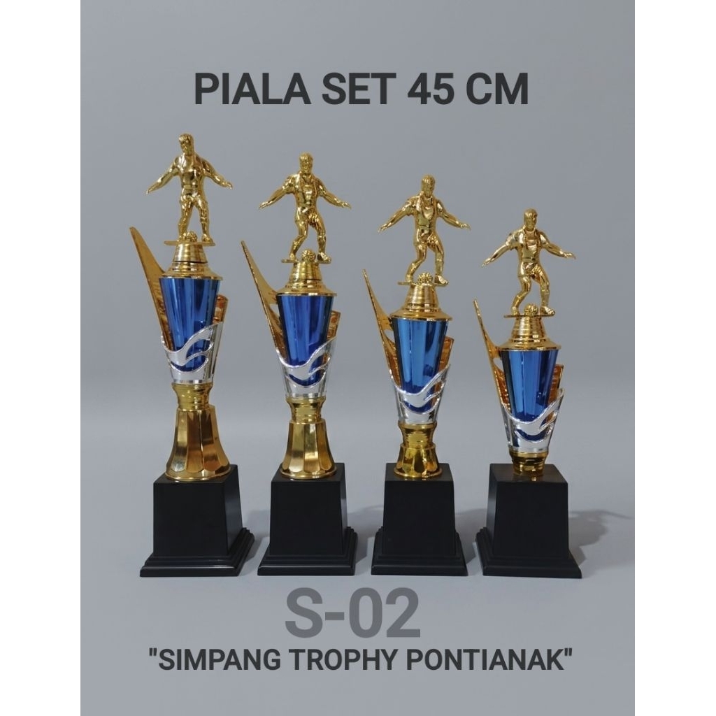 PIALA 1 SET JUARA 1234 BODY AWARD BIRU/HIJAU FIGUR DRIBBLING BOLA TINGGI -+ 45 CM