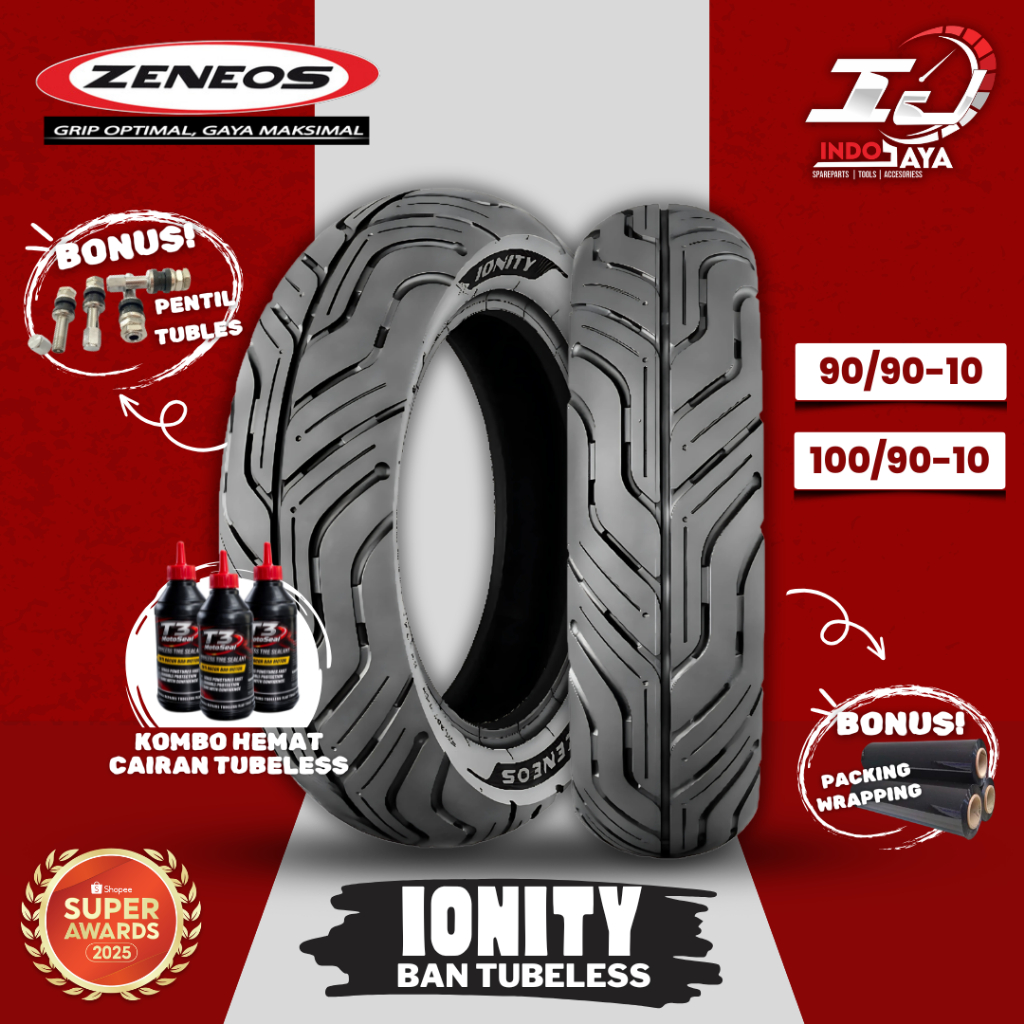 [READY COD] PRODUK TERBARU ZENEOS IONITY BAN TUBELESS MOTOR LISTRIK (90/90-10 & 100/90-10) BAN DEPAN