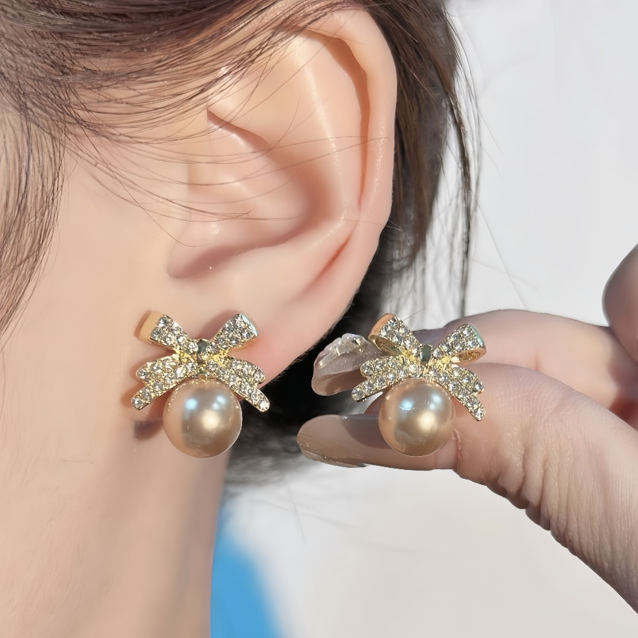 July Perhiasan -Anting Wanita Model Mutiara Pita KristalCOD