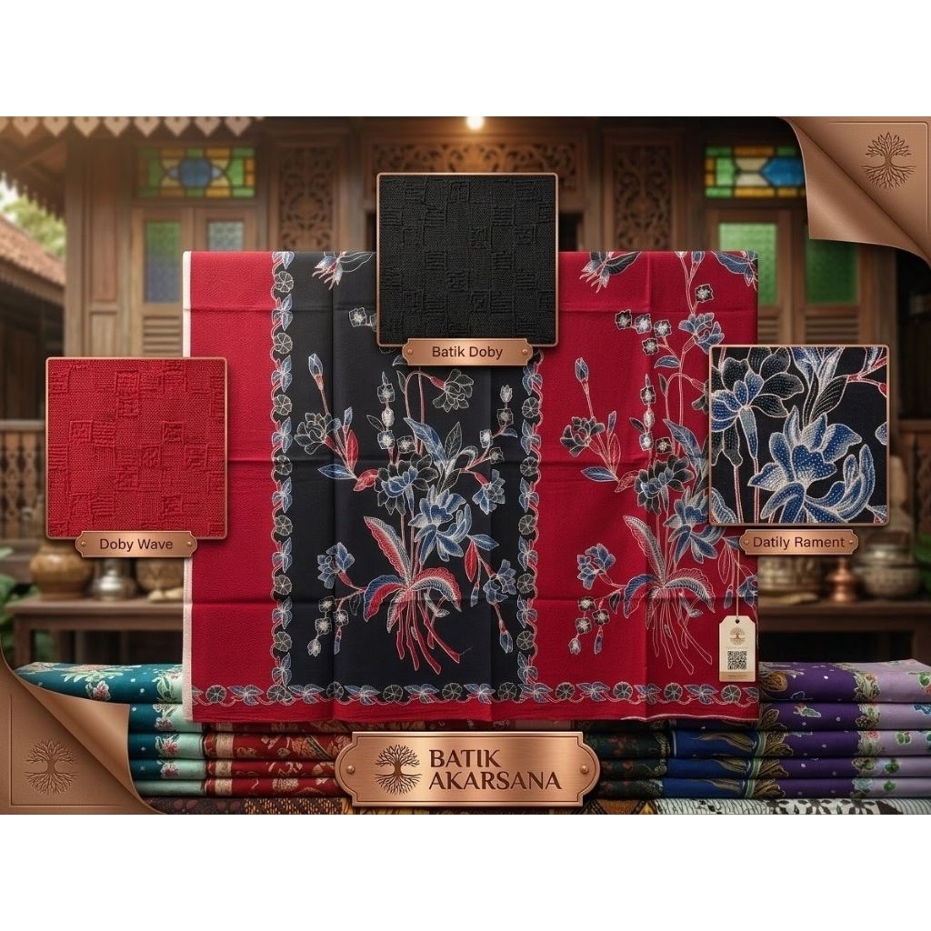 Kain Sarung Batik Encim Bahan Doby Tumpal Motif Bunga  || Batik Encim || Batik Betawi || Batik Cireb